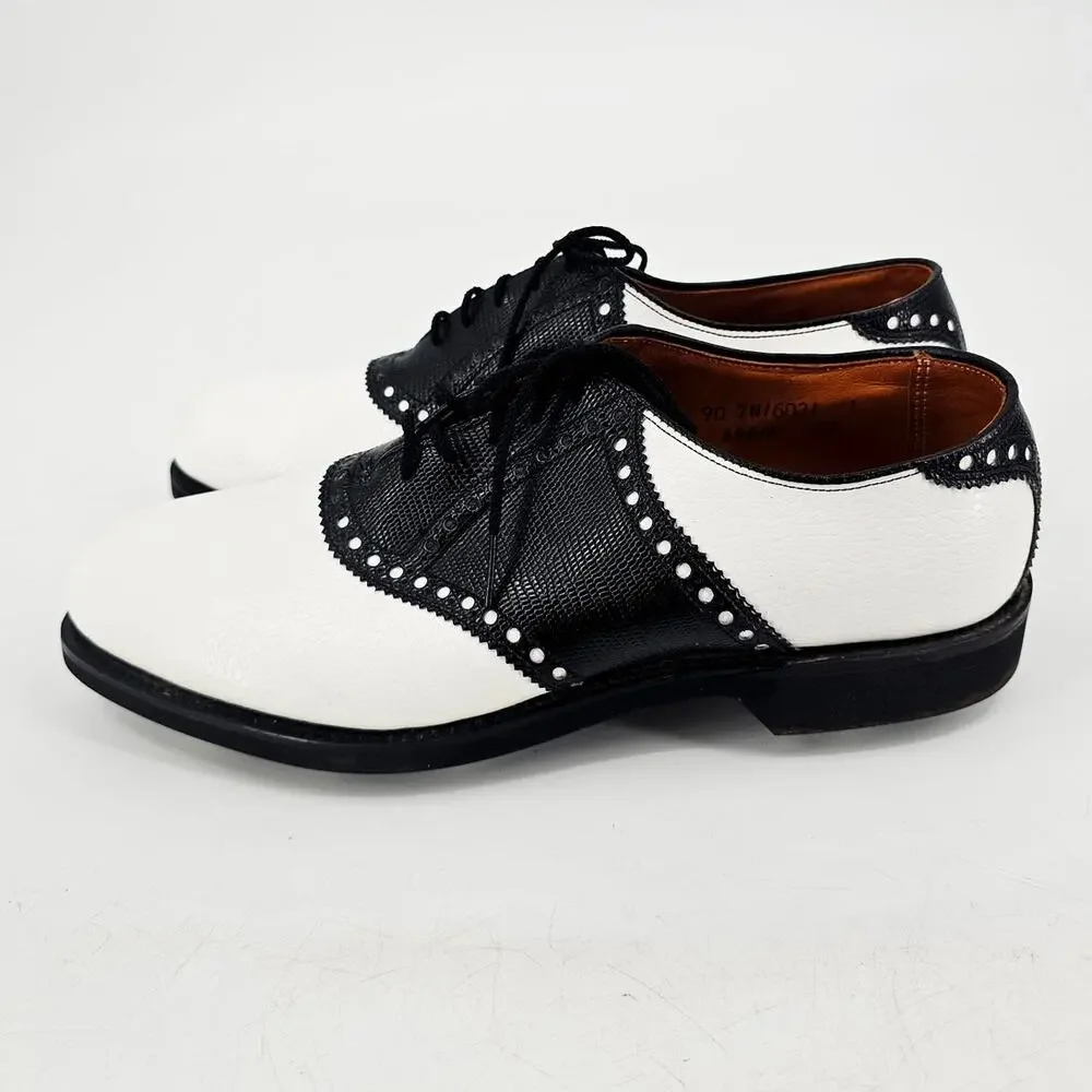 Vintage Pro-Shu Howard & Foster Black & White Leather Mens Golf Shoe 7N